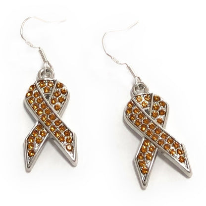 Rhinestones Cancer Ribbon Dangles