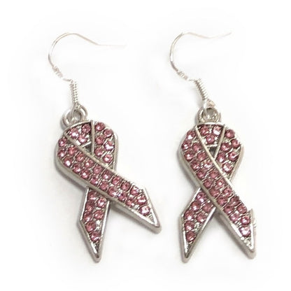 Rhinestones Cancer Ribbon Dangles