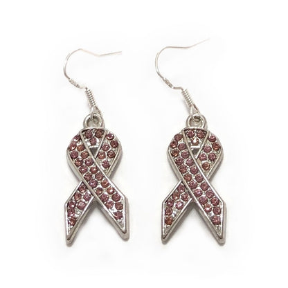 Rhinestones Cancer Ribbon Dangles