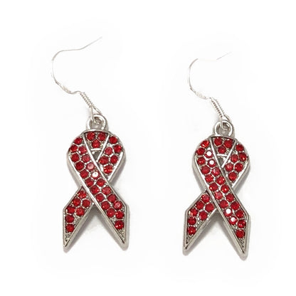 Rhinestones Cancer Ribbon Dangles