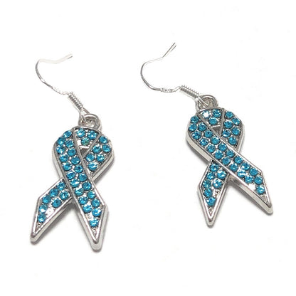 Rhinestones Cancer Ribbon Dangles