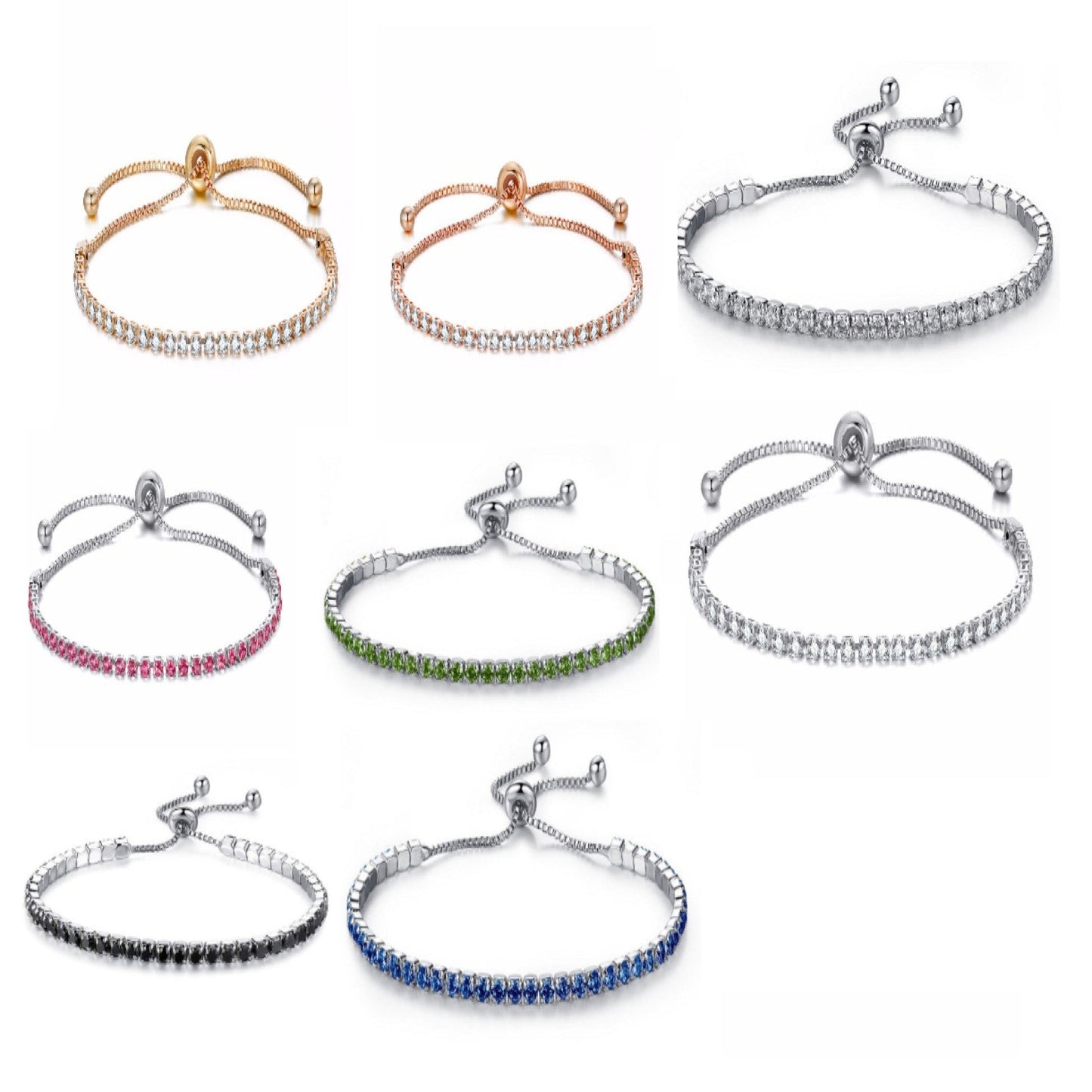 Channel Set Stackable Adjustable Bracelet