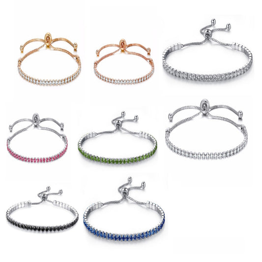 Channel Set Stackable Adjustable Bracelet