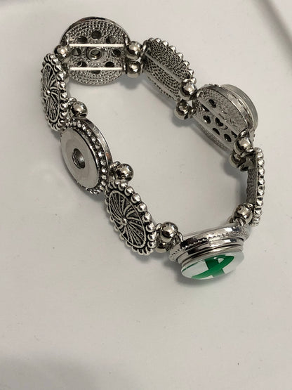 Silver Button Charm Bracelet