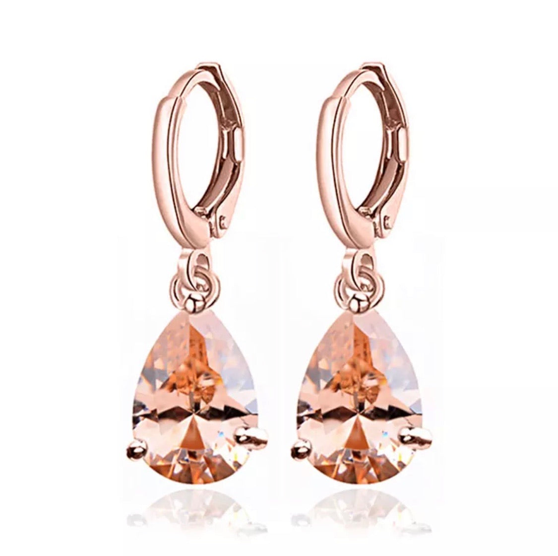 Rose Gold Drop Hoop Earrings