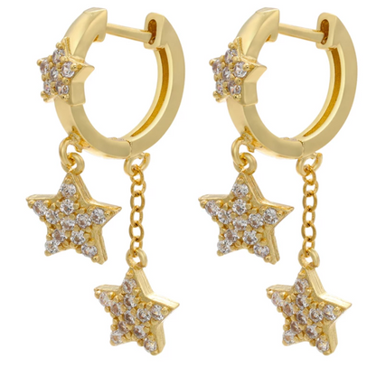 Dangle star 2025 hoop earrings