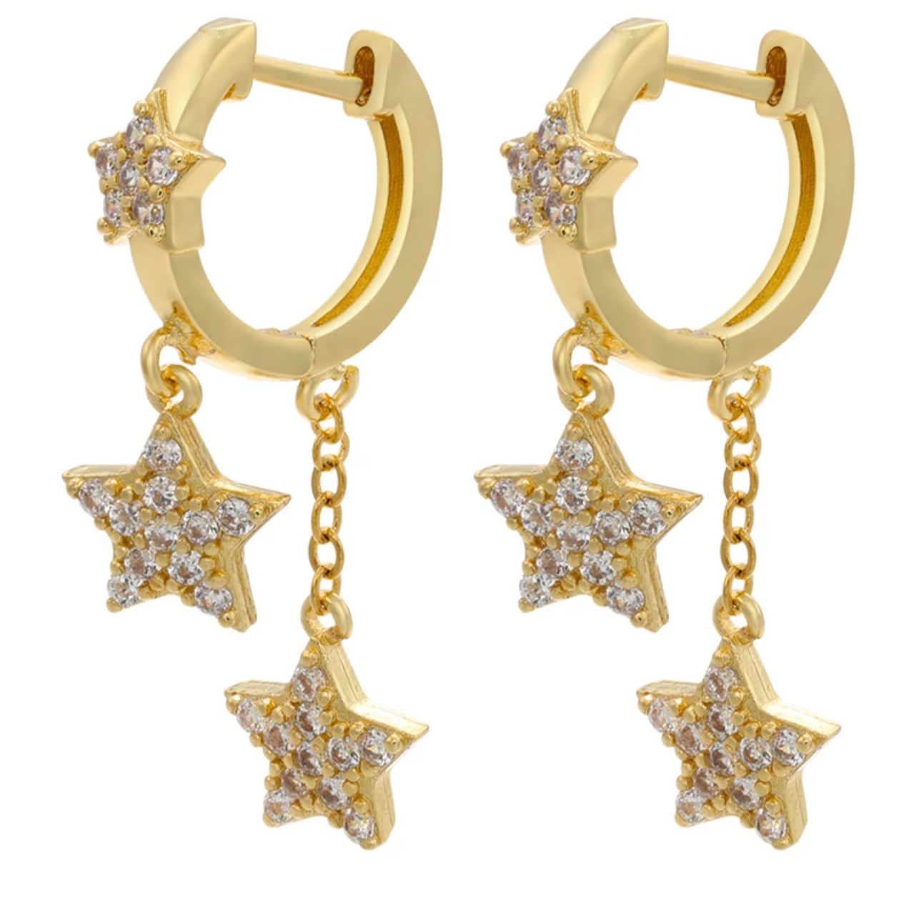 Star Dangle Hoop Earrings