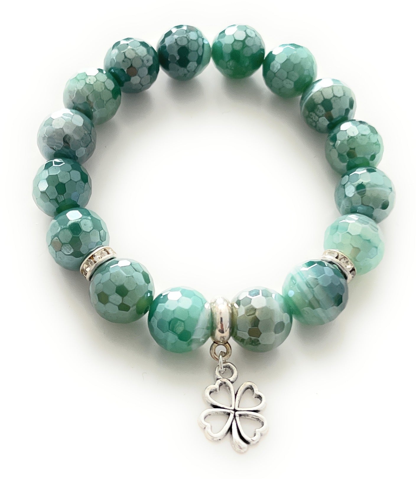 Natural Hammered Agate Beaded Bracelet