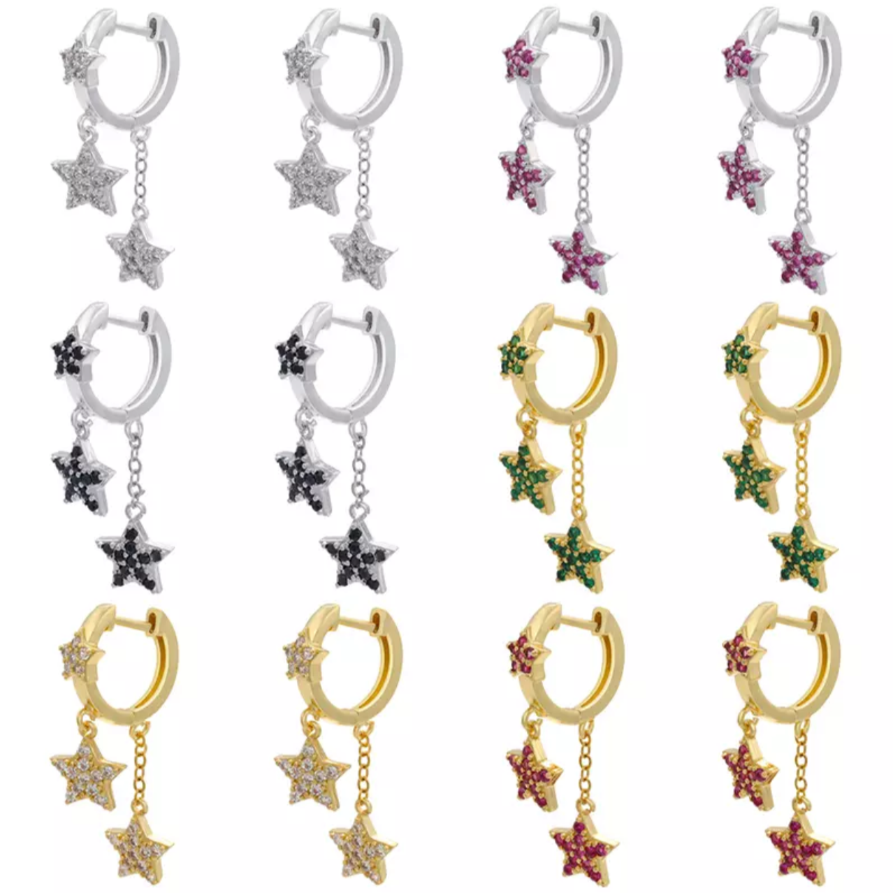 Star Dangle Hoop Earrings