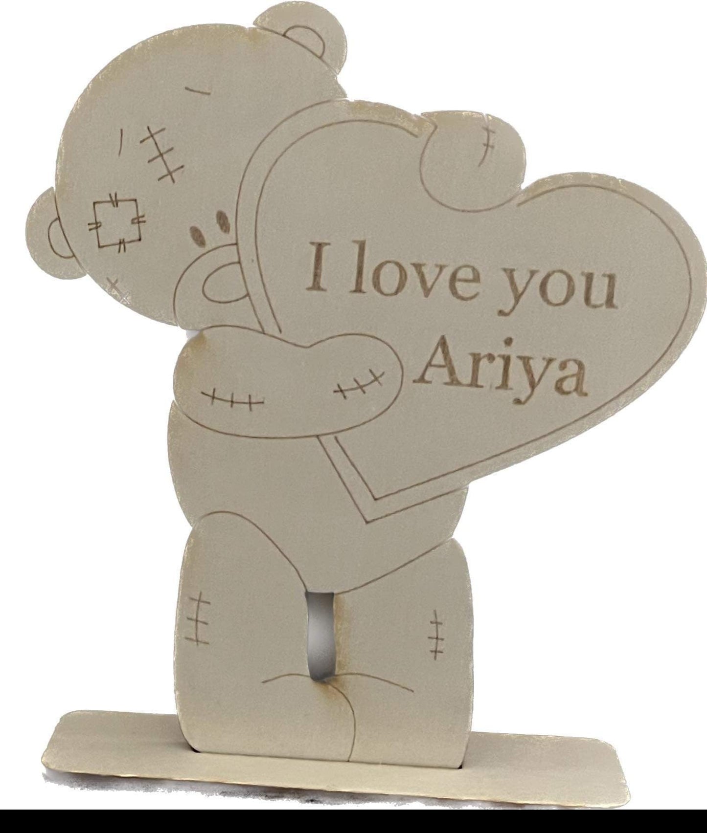 Laser Cut Wood Valentine's Day Teddy