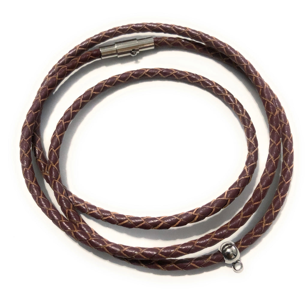 Leather Braided Plant Charm Bracelet