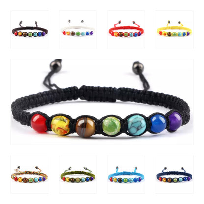 7 Chakra Braided Natural Stone Paracord Bracelet