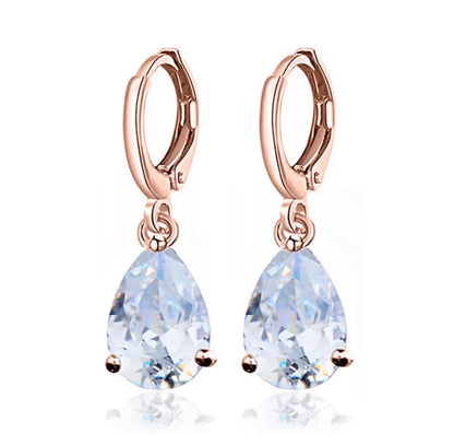 Rose Gold Drop Hoop Earrings