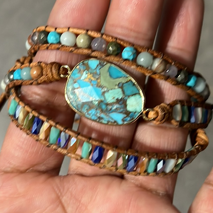 Oval Turquoise Wrap Bracelet