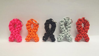 Paracord Cancer Ribbon Keychains