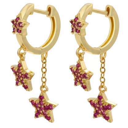 Star Dangle Hoop Earrings