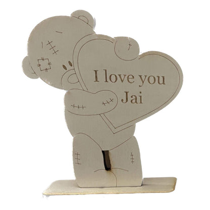 Laser Cut Wood Valentine's Day Teddy