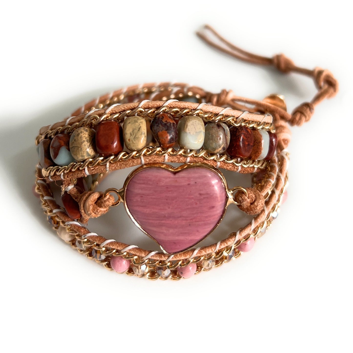 Pink Heart Wrap Bracelet