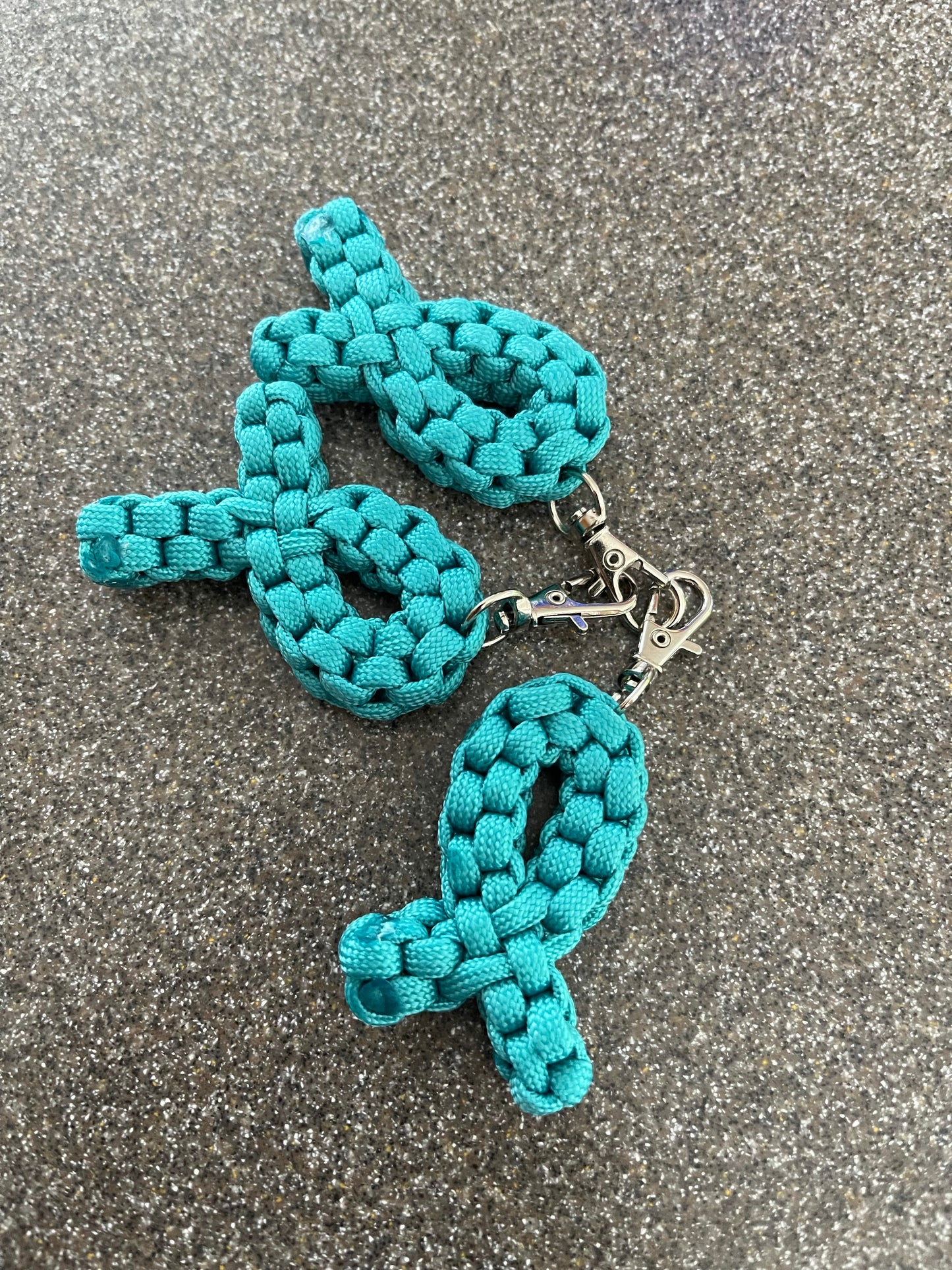 Paracord Cancer Ribbon Keychains