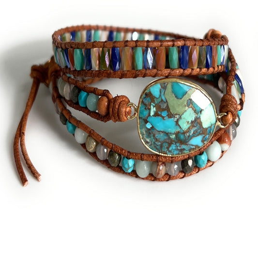 Oval Turquoise Wrap Bracelet