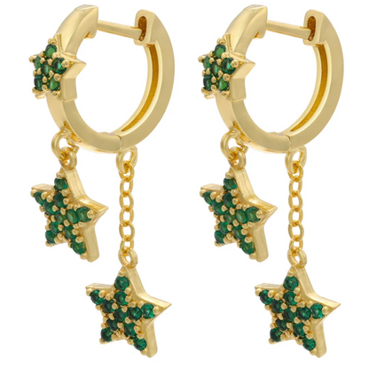 Star Dangle Hoop Earrings