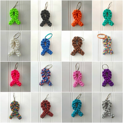 Paracord Cancer Ribbon Keychains