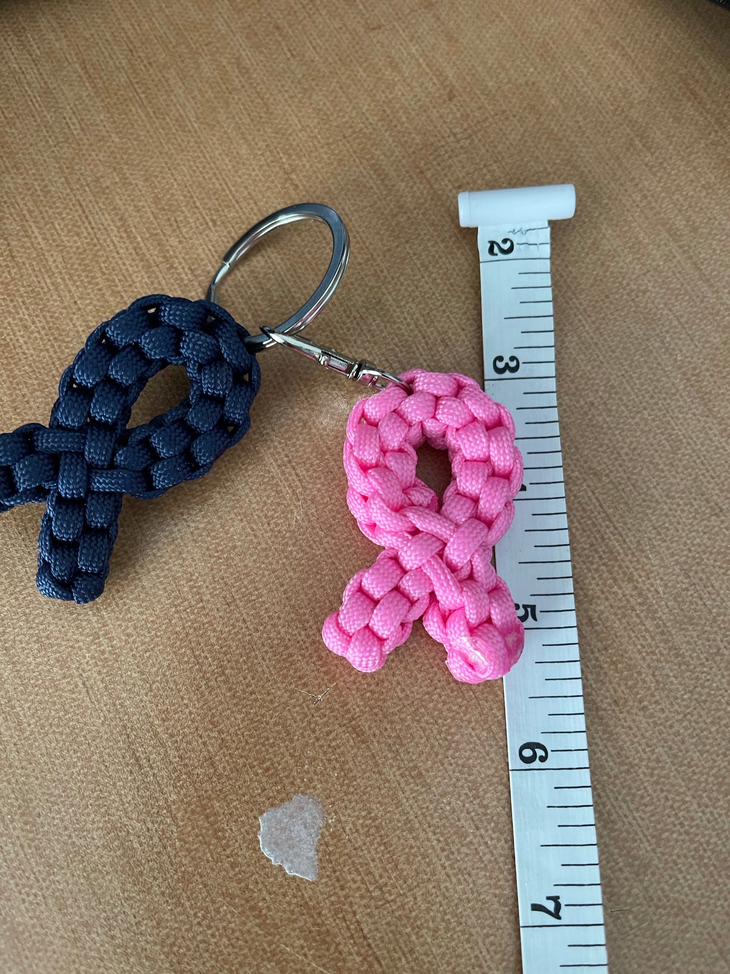 Paracord Cancer Ribbon Keychains