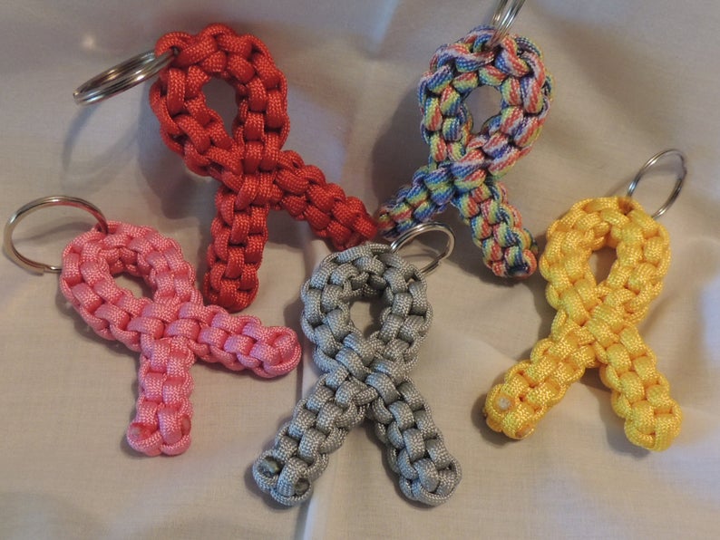 Paracord Cancer Ribbon Keychains