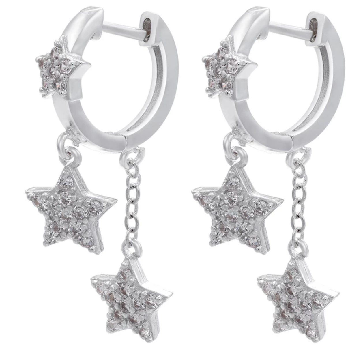 Star Dangle Hoop Earrings